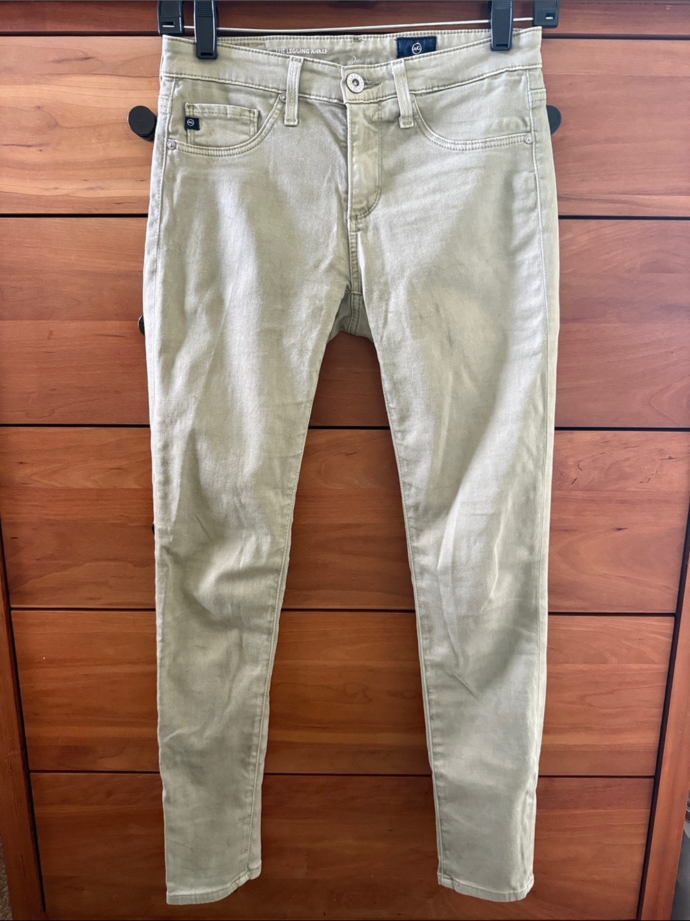 Ag Adriano Goldschmied Women’s Skinny Fit Stretch Jeans in Light Olive Size 24